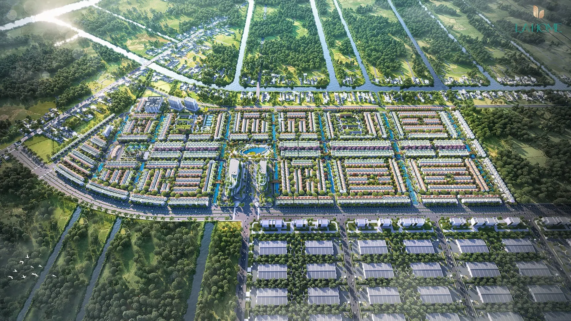 Môi trường sống tại LA Home hội tụ đủ ba yếu tố "Nhất cận thị, nhị cận giang, tam cận lộ", mang lại không gian sống sinh thái, thịnh vượng và tốt cho sức khỏe.