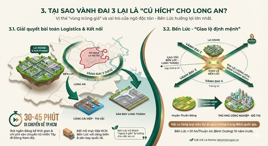 Trong 4 tỉnh thành VĐ3 đi qua, Long An (đặc biệt là Bến Lức) được đánh giá là địa phương hưởng lợi lớn nh